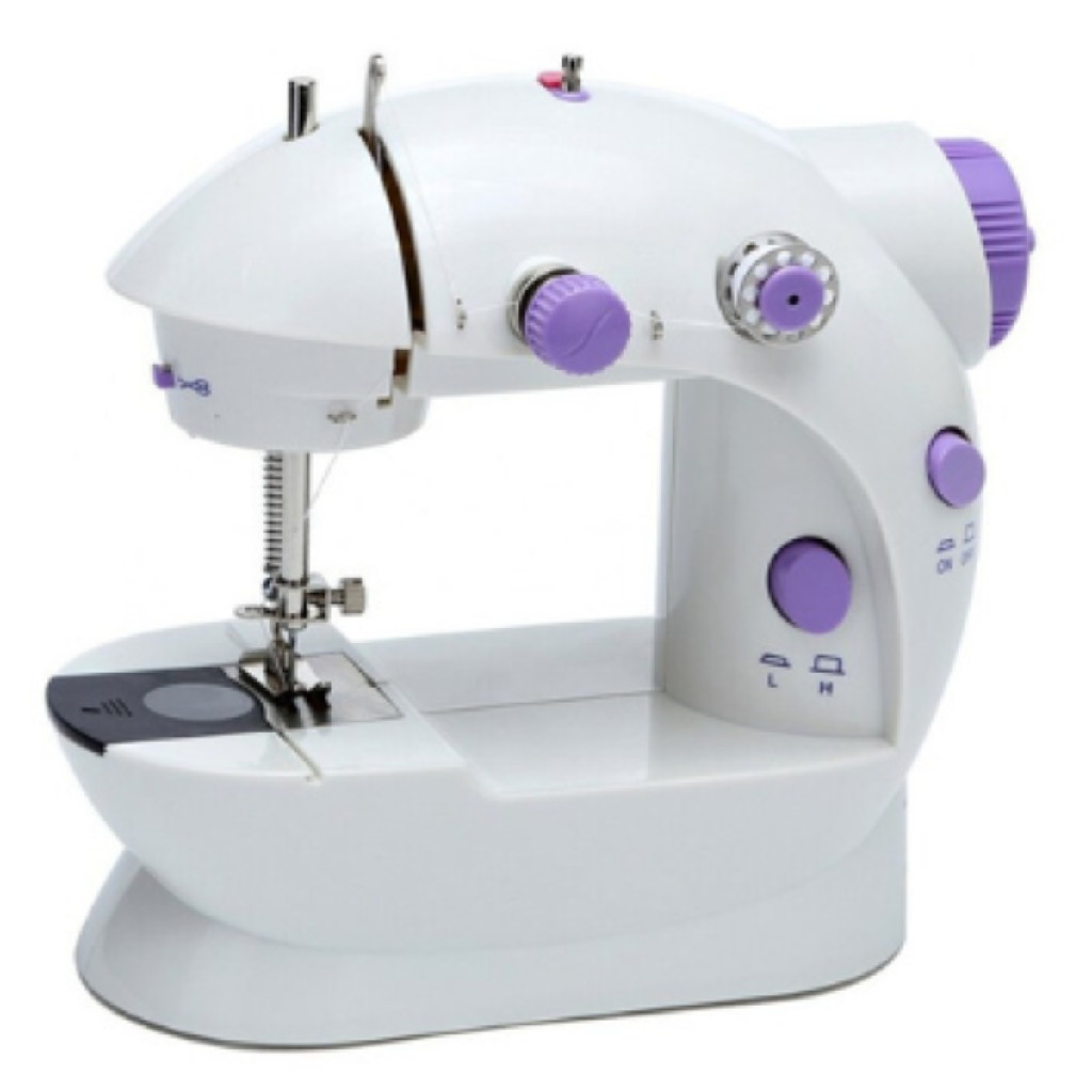 Mini Máquina De Costura Reta Portátil Com Pedal 110v/ 220v Cor Branco