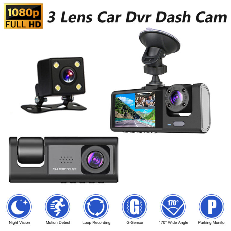 OTIMOA Camera Veicular 3 Lens  HD 1080P DVR Grande
