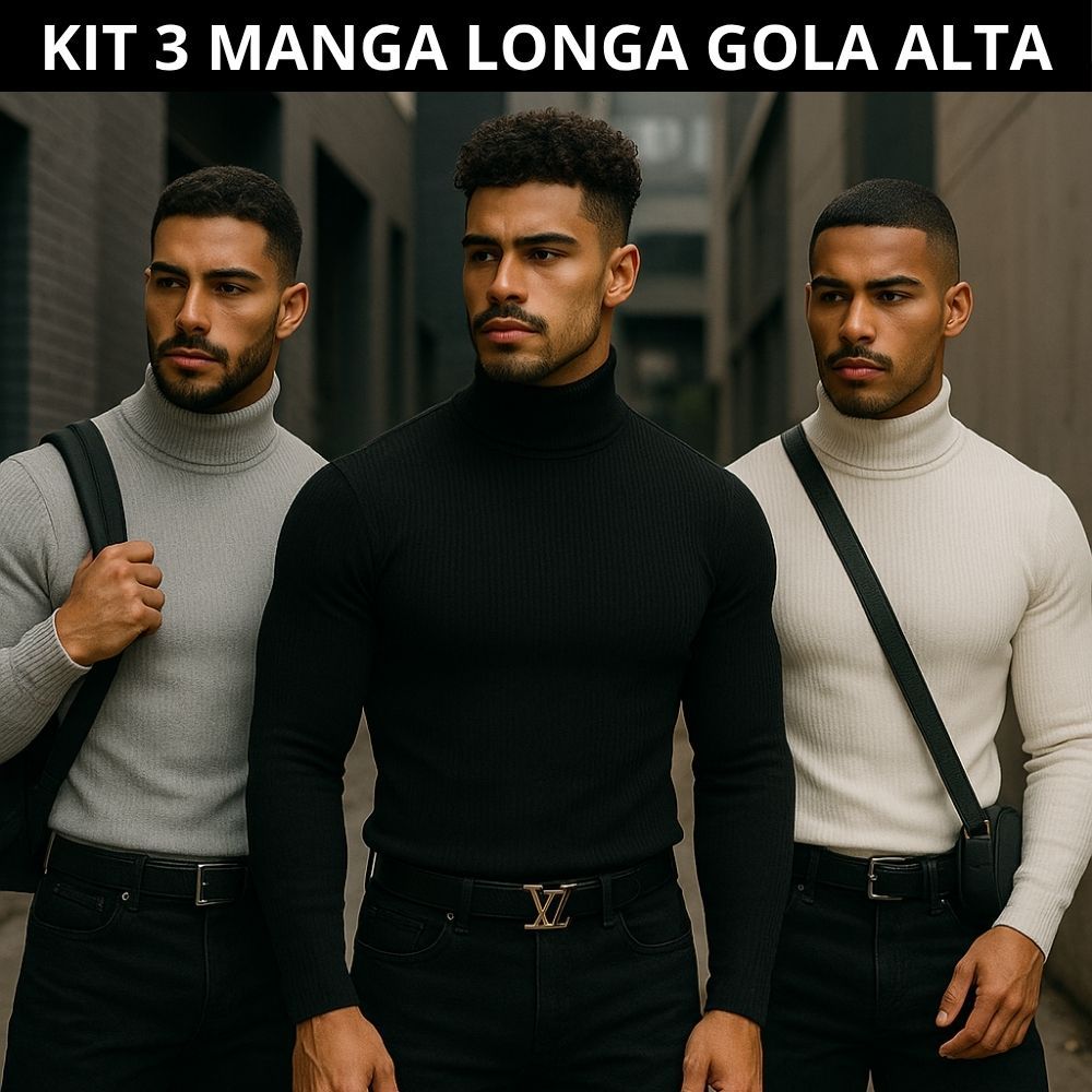 MANGA LONGA GOLA ALTA Cacharrel Masculino Slim Premium Canelado