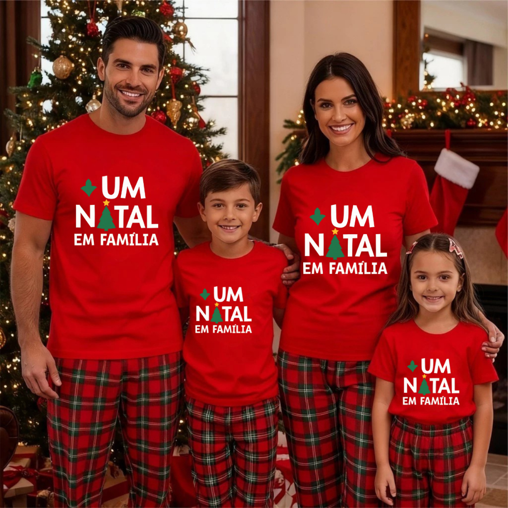 Camisetas Um Natal Em Família Blusas Personalizadas Para Festas e Comemorações Natalina Unissex e In