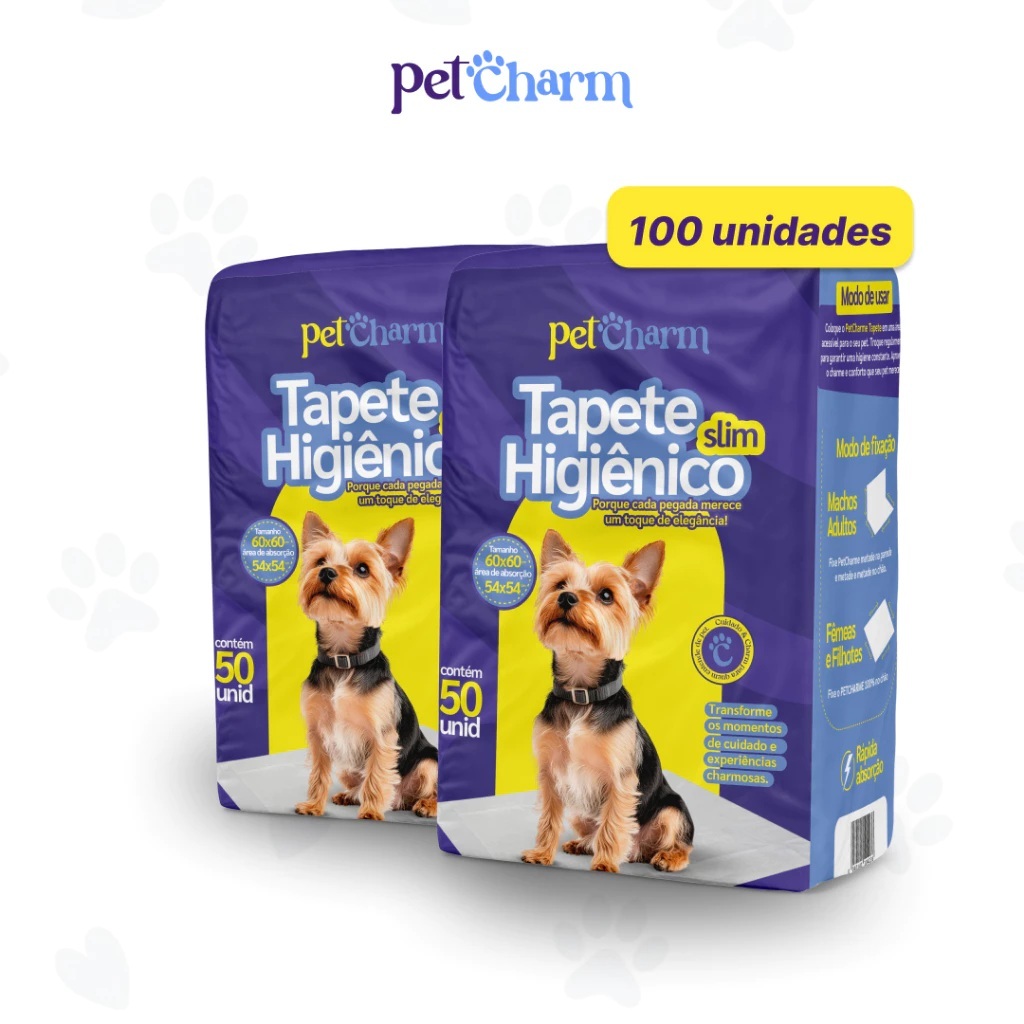 Tapete Higiênico PetCharm Slim  -Tamanho 50cm x 60cm Para Cachorros