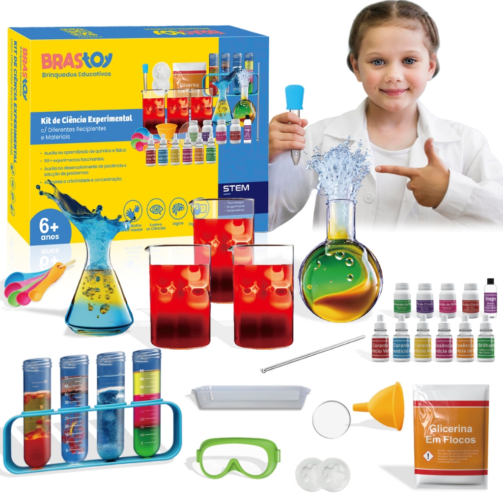 BRASTOY Kit de Experiências Científicas para Crianças Aprendizagem Educativa com 50/135 Atividades