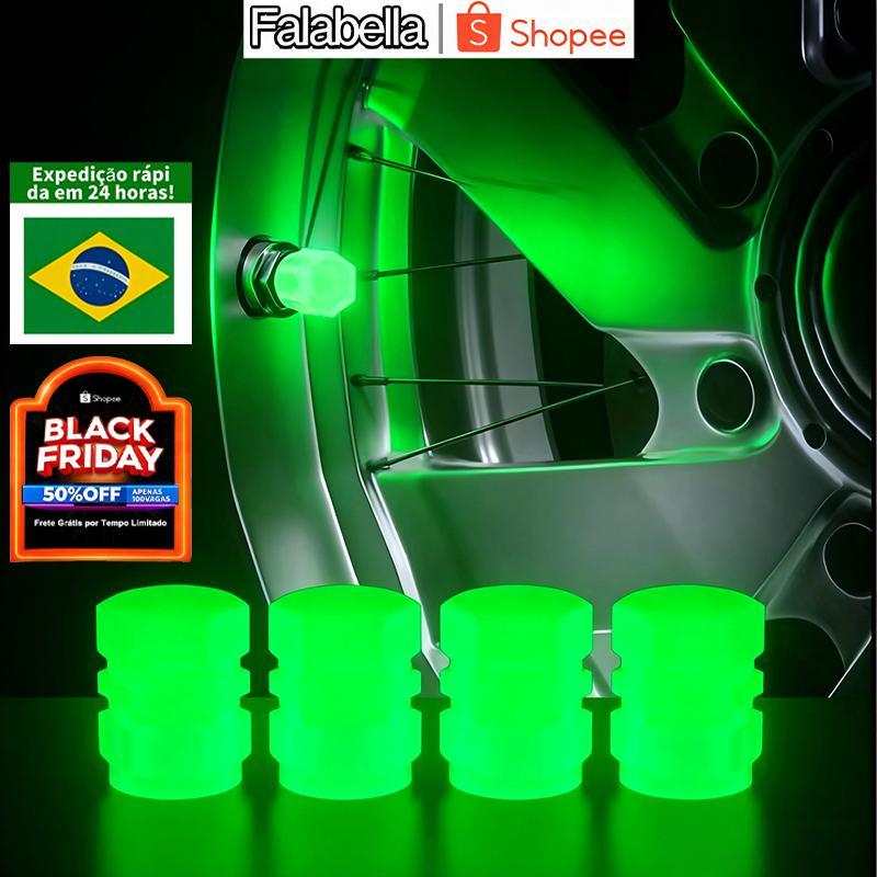 4/8  Pcs Tampa de Válvula Luminosa Universal – ABS Anti-poeria para Carro Moto e Bicicleta