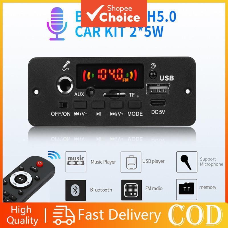 Placa Amplificadora Bluetooth MP3 10W  Módulo de Rádio FM para Carro com TF/USB, Chamada em Mãos Li