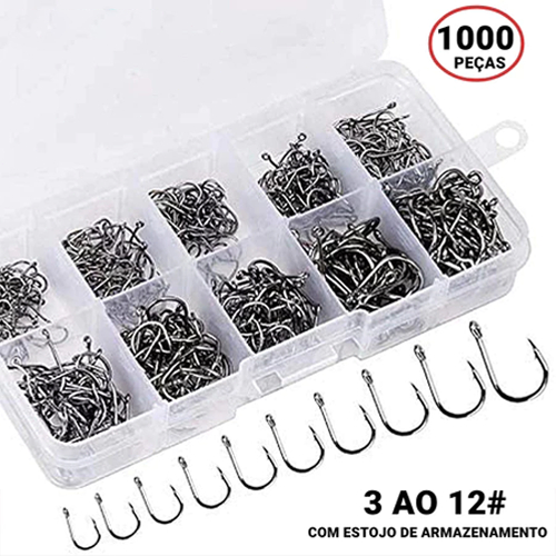 Kit Pesca: 1000 Anzóis Chinu Nos Tamanhos 3 ao 12