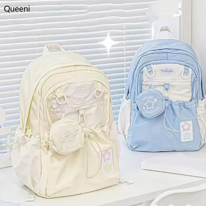 Queeni 2025 Preppy Saco Mochila Escolar Portátil Casual Daypack Trabalho Commuters Viagem Presentes