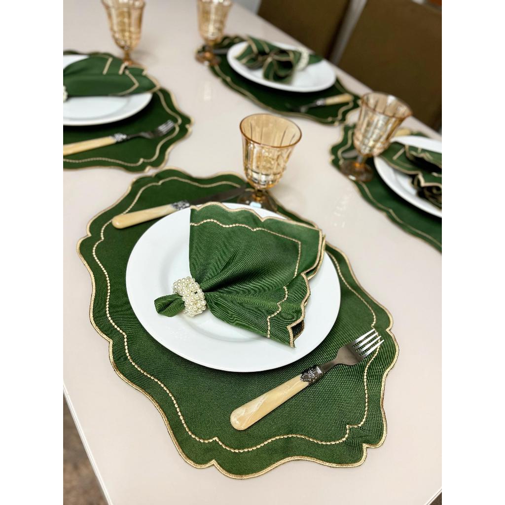 Kit Jogo Americano 12 Pçs Souplats Mesa De 6 Lugares Mesa Posta Guardanapo Supla sousplat