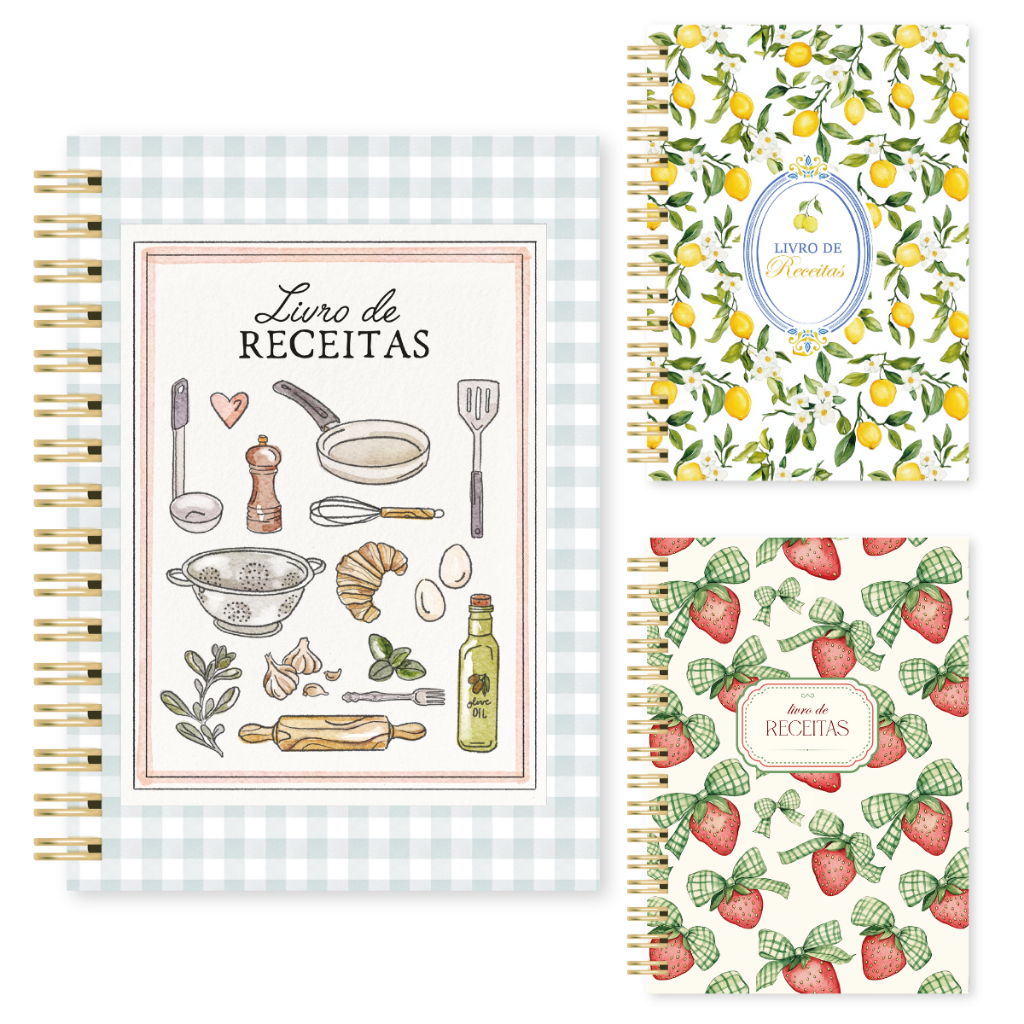 Livro de Receitas Inteligente Personalizado com Nome Capa Dura 100 Folhas Caderno Receita