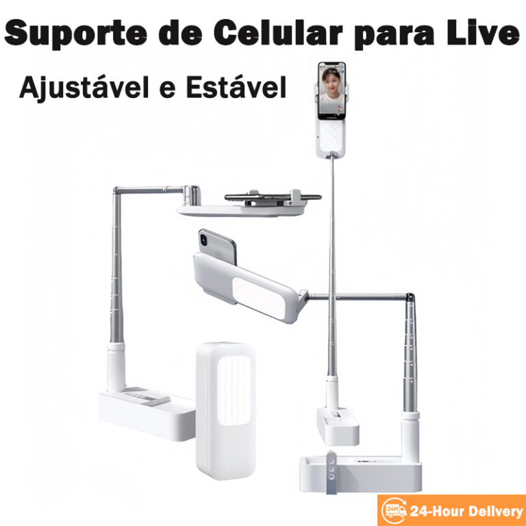 Suporte de Celular para Live com Luz LED,  Ajustá