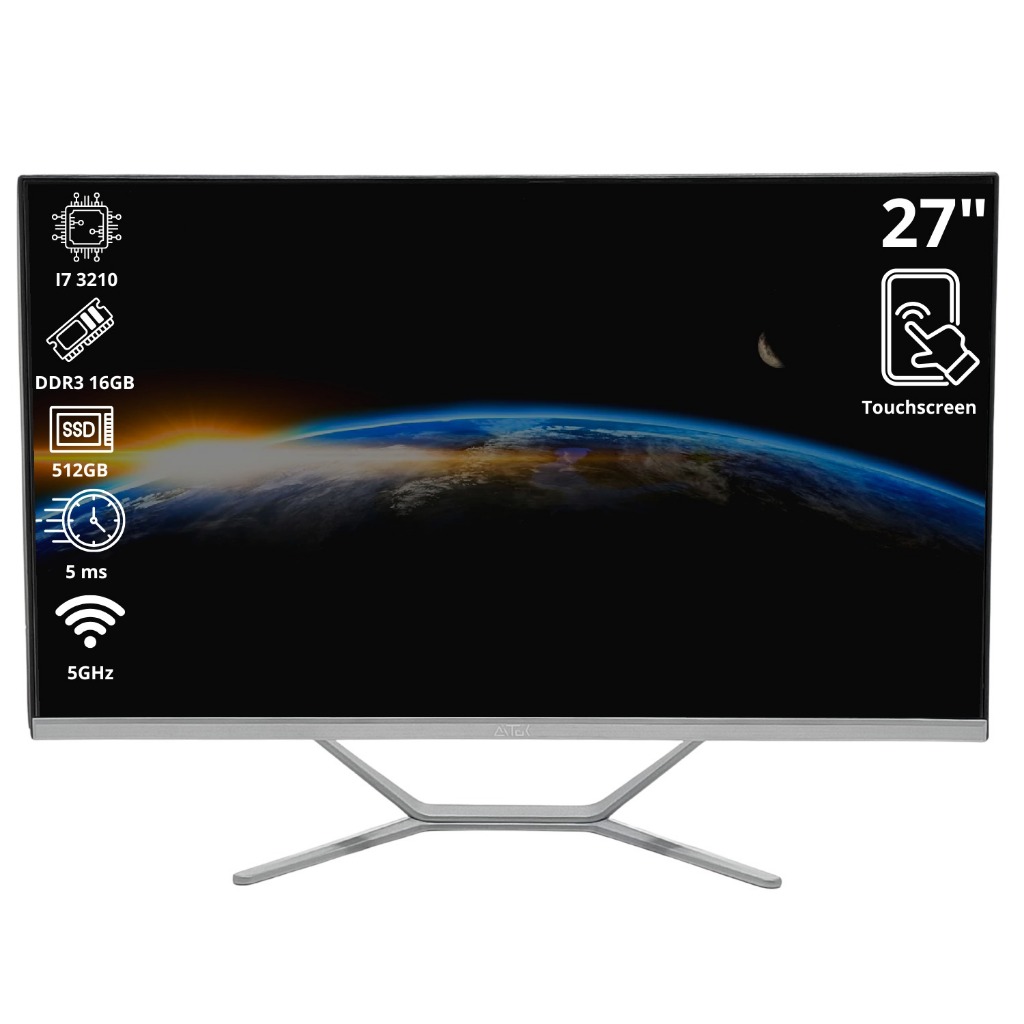 Computador All in One 27 Touchscreen Full HD i7 16GB SSD 512GB WiFi 5GHz Design Prateado