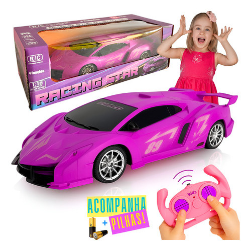 Carrinho Controle Remoto Feminino Super Rápido Ro