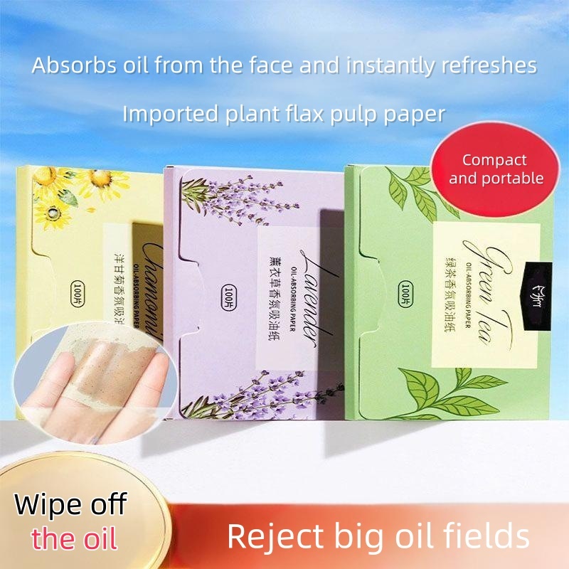 100 Unidades De Papel Absorvente De Óleo Facial Portátil Premium Natural Chá Verde Controle Remover