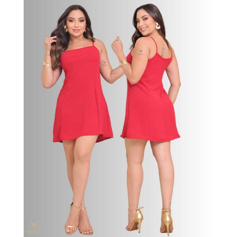 Vestido Feminino Curto Alça Fina Tecido Dunas Lev