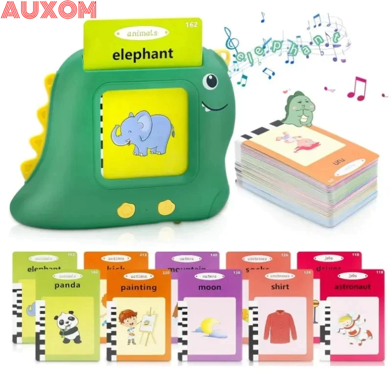 Brinquedo Educativo Infantil Cartão Bilíngue PT EN com Som 224 Palavras Alfabetização Crianças Prese