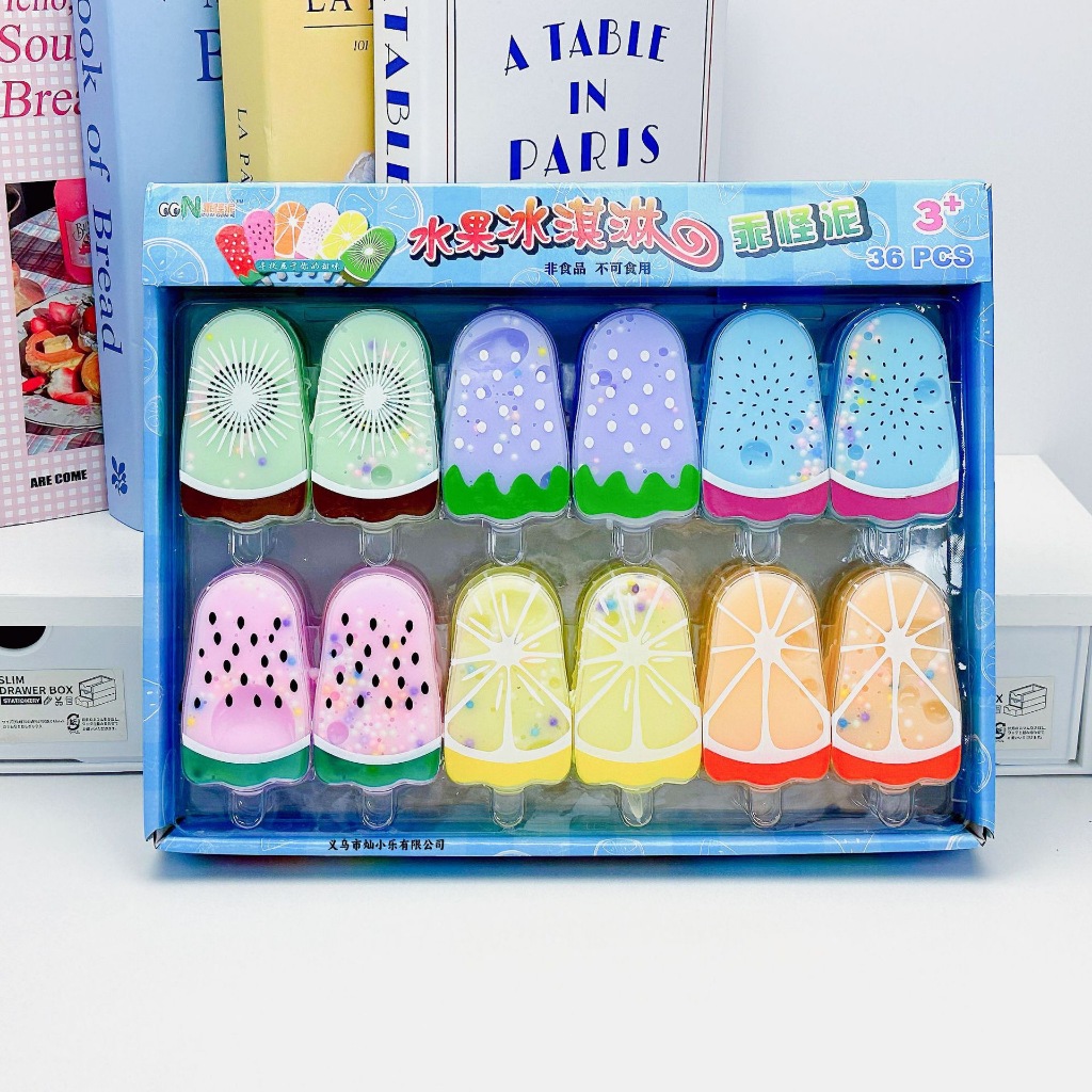 Slime Geleca Macia e Cheirosa Temas Picolé Fruta para Colecionar Brinquedo