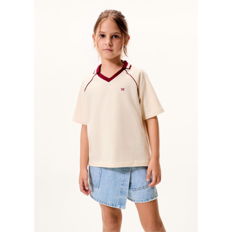 Camisa Polo Infantil Menina Em Malha Binada