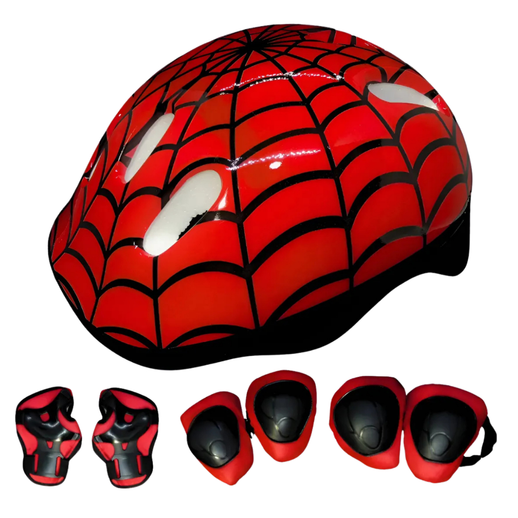Kit Infantil Capacete Bike Joelheira Cotoveleiras Munhequeira Proteção Bicicleta Patins Skate