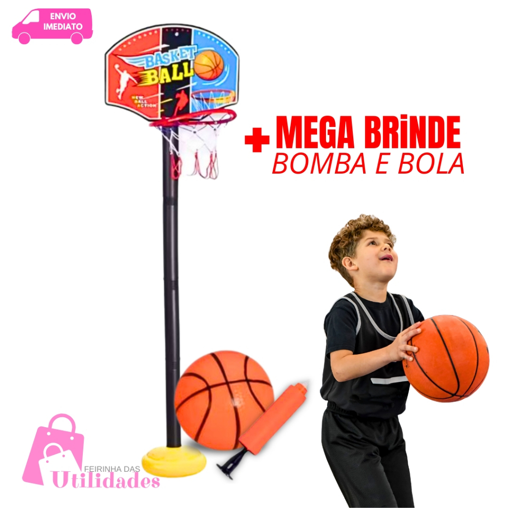 Basquete Infantil Kit Com Cesta Tabela E Bola Brinquedo Infantil Menina Menino