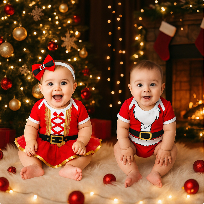 Body bebê Temático de natal – Papai noel  