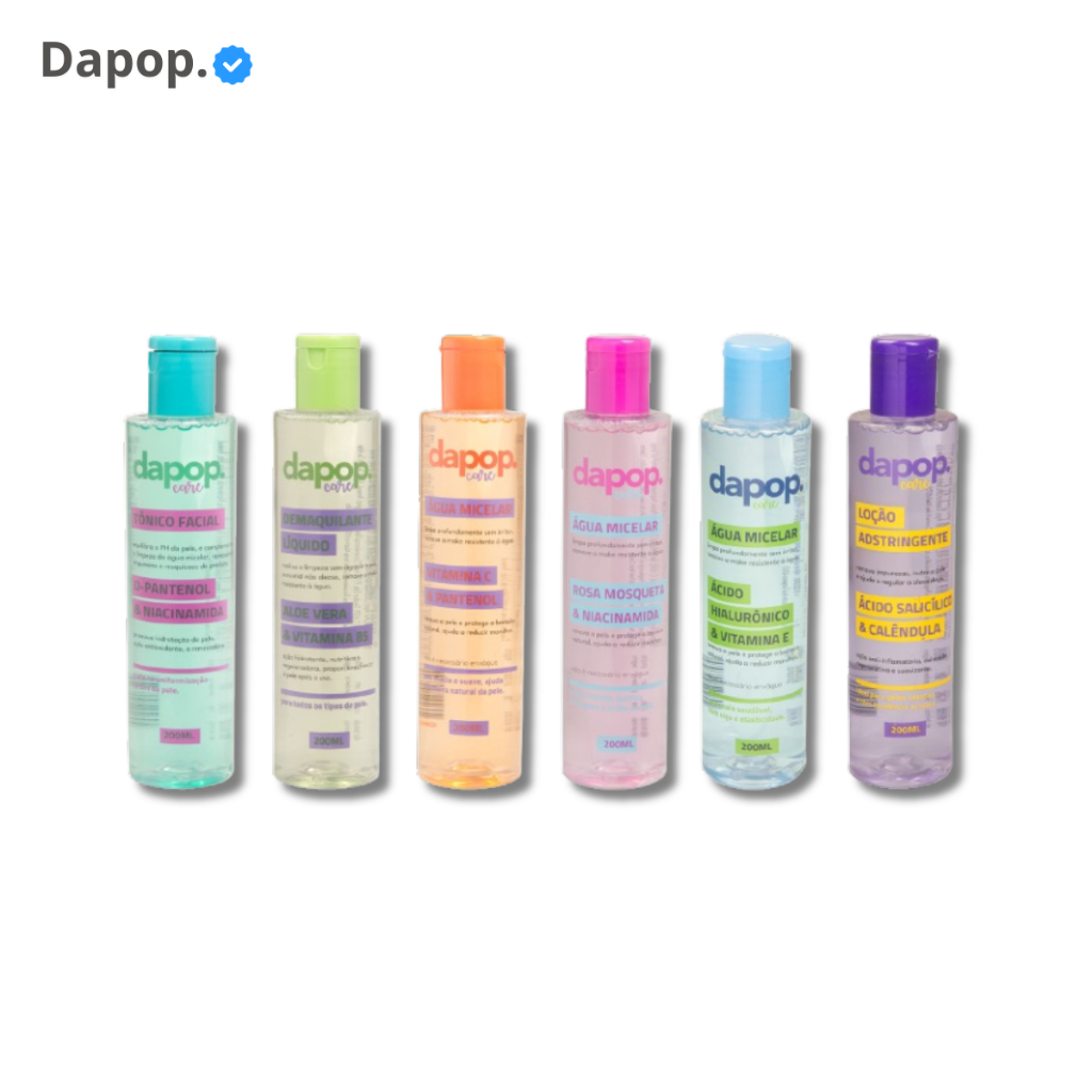 Tônico Facial – Agua Micelar – Loção Adstringente  200ml – Dapop