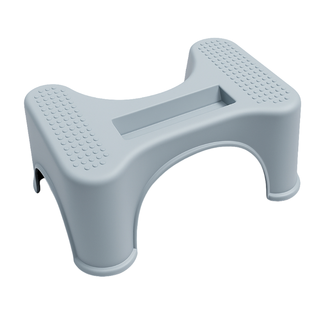 Banquinho Para Apoio Pés Antiderrapante Cócoras Cor Cinza