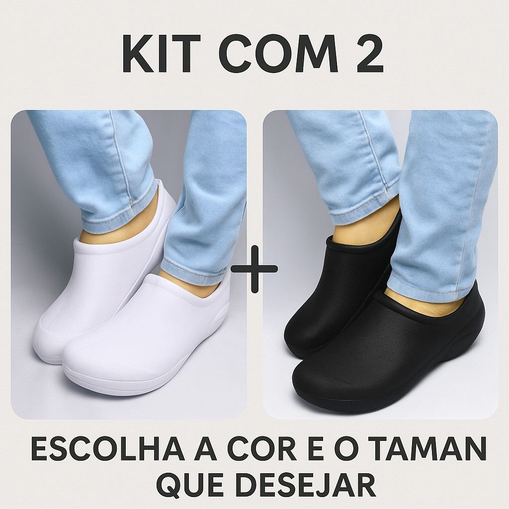 Kit 2 Babuche Cozinheira Profissional Fechado Uniforme EPI Sapato Confortável