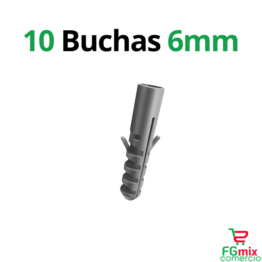 10 Buchas 6mm para Fixação
