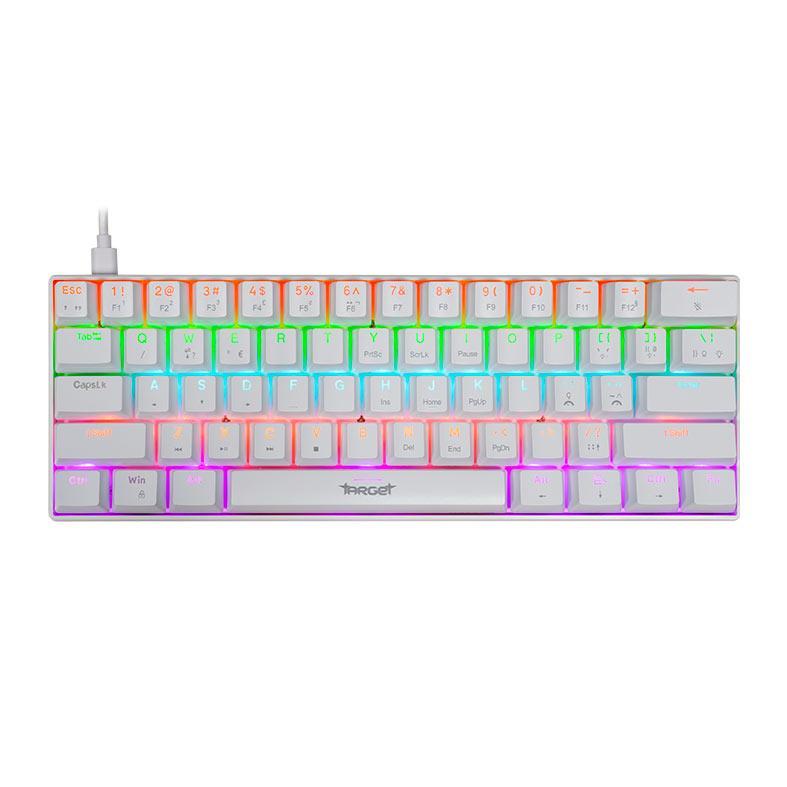 Teclado Mecanico TGT Sherman Compacto V2, Rainbow, ABNT2,Switch Huano Azul, Branco, TGT-SHCPTW-RBW02