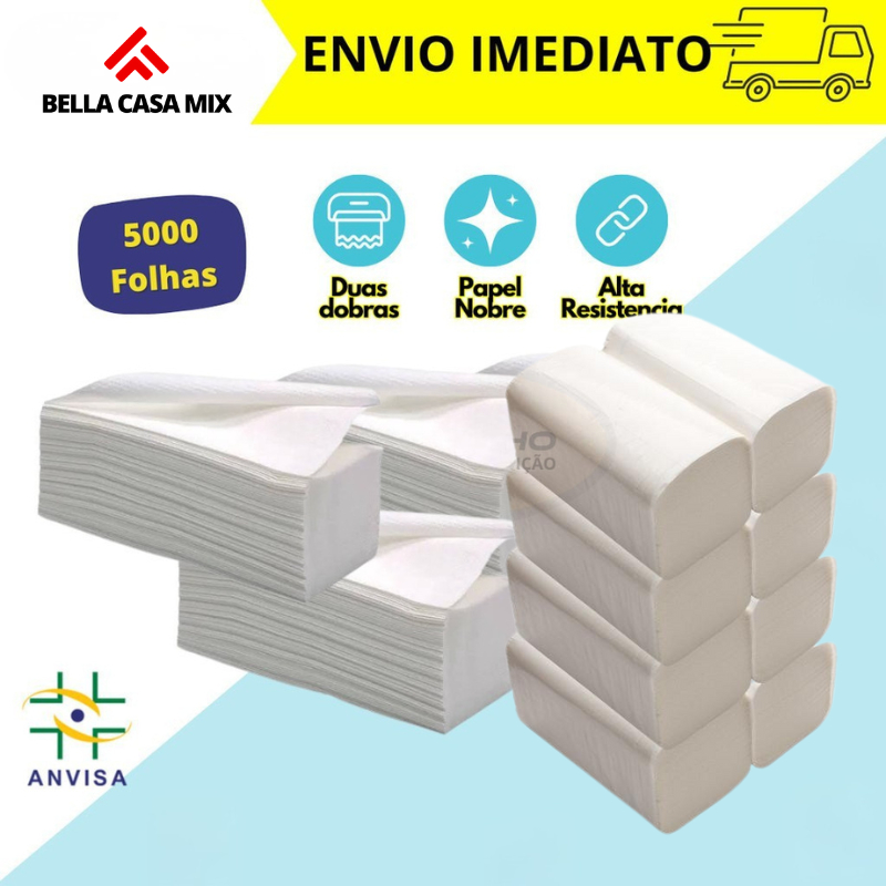 Kit 1,2,3,4 Pacotes de Papel Toalha Interfolha Branco Premium 20×20