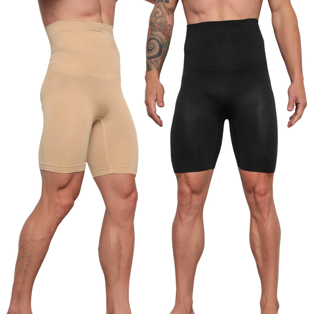 Kit 2 Cinta Modeladora P a GG Masculina Homem Shorts Bermuda Alta Compressão Reduz Medidas