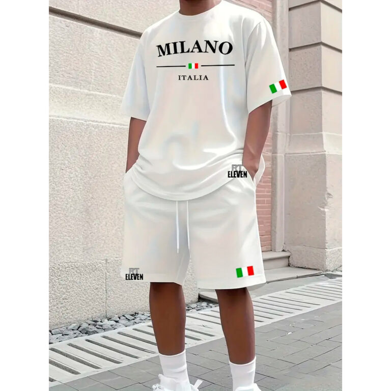 Conjunto Camiseta + Short Moletom Estampado Milano