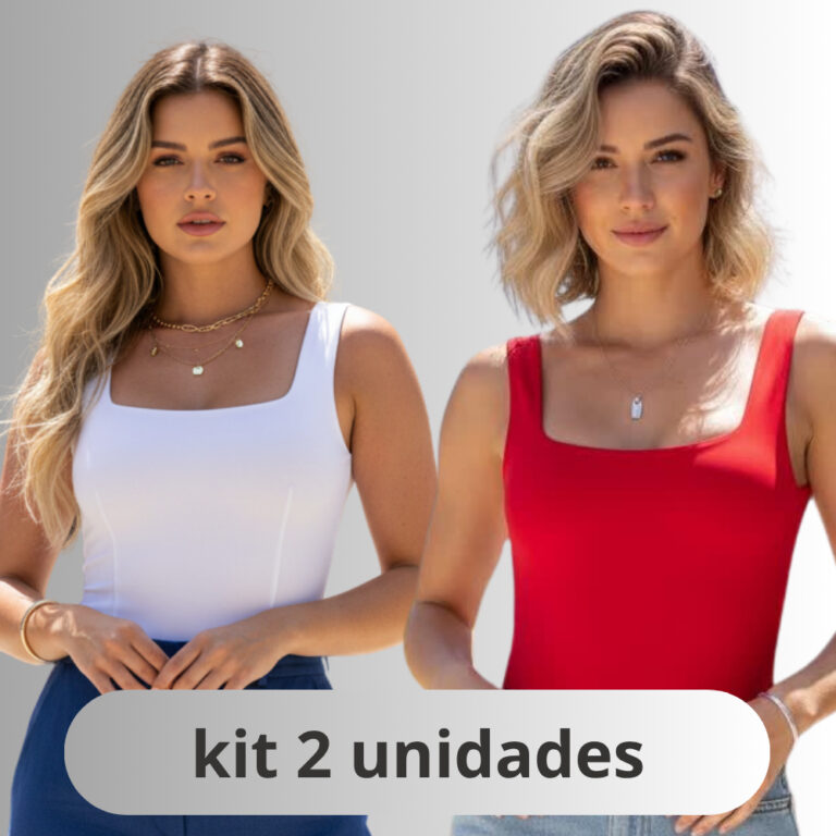 kit 2 Body Feminino Decote Quadrado Elegante Forra