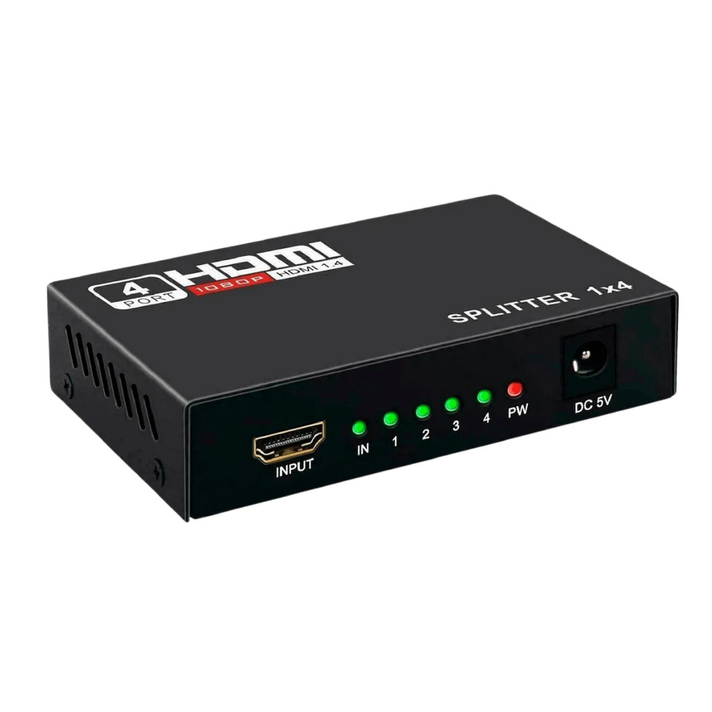Divisor HDMI Splitter 1 Entrada 4 Saídas Full HD 1080p Espelhamento Vídeo Áudio TV Monitor
