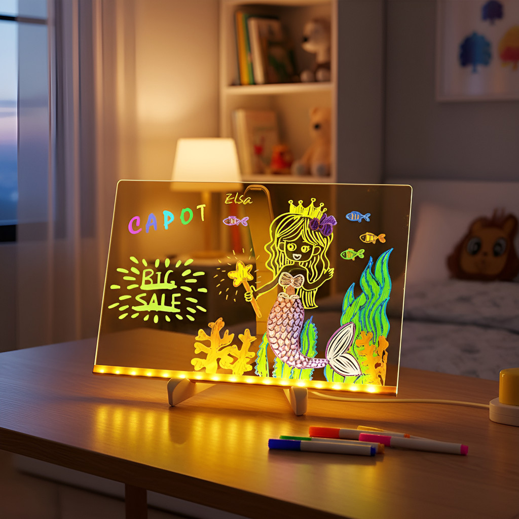 Lousa Luminária Led Quadro Caneta Pintar Desenho 3d Anotação tamanho (30×20)