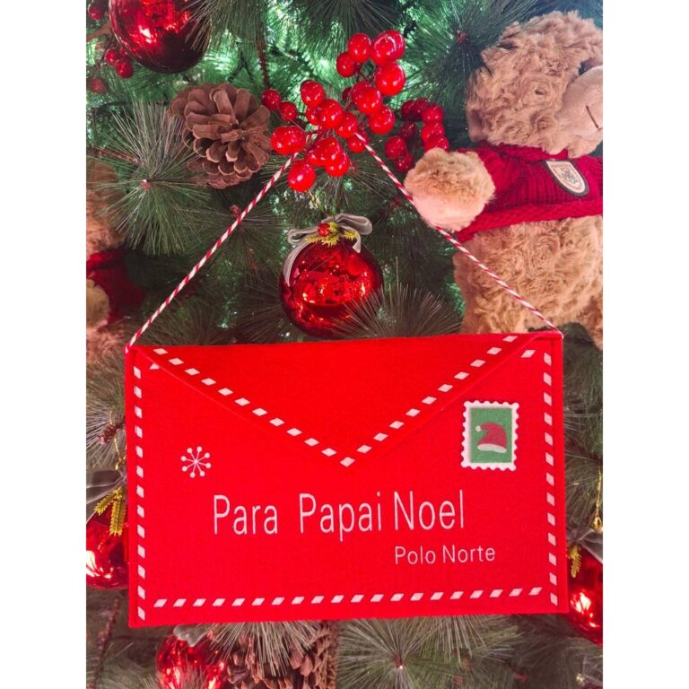 Envelope Carta Papai Noel Vermelho Feltro 25cm Cor