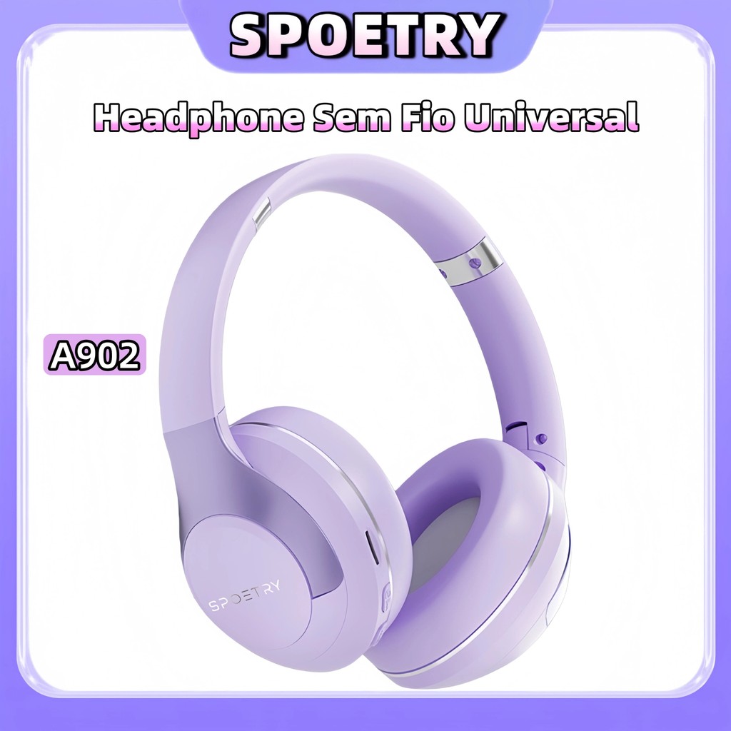 Fone T580 Headphone Sem Fio Estéreo Redução de Ruídos Bluetooth 5.3 Universal