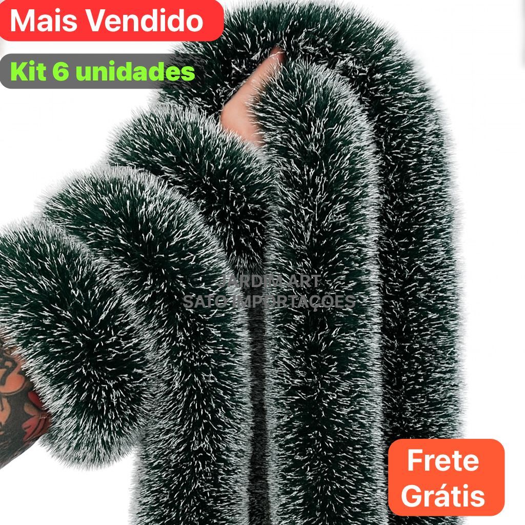 Festão De Natal Verde Natalino 12 Metros 9cm Grosso Decoração ÁrvoreKit6Unidades