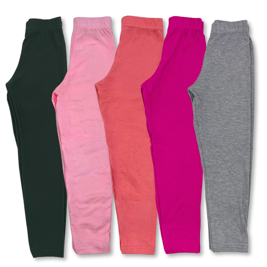 Kit 5 Calça Legging Infantil Juvenil Menina Lisas Sortidas Meia Estação Escolar