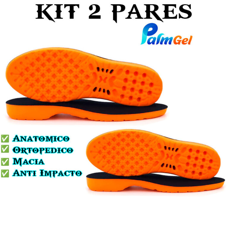 Kit 2x Pares Palmilha Gel Ortopedico Anatomica PU 