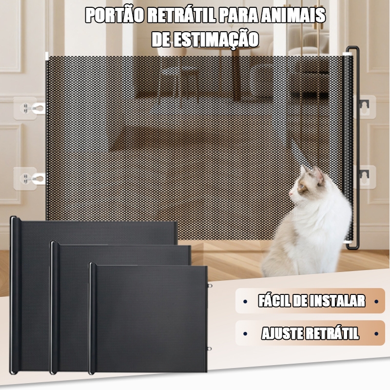 Tela de proteção para Pets Bebês Cercadinho Grade Retrátil 110cm/150cm/180cm