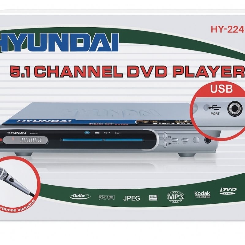 DVD Player Hyundai 5.1 Canais com Karaokê e Controle Remoto  HY-224 envio imediato original