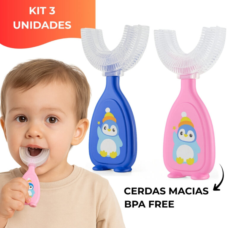 Kit 3 Escovas Dental Infantil Formato U 360° Sili