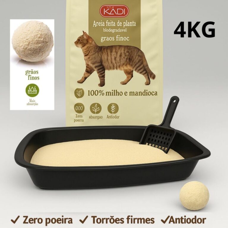 Areia Gato Biodegradável 4 Kg Mandioca e Milho Gr