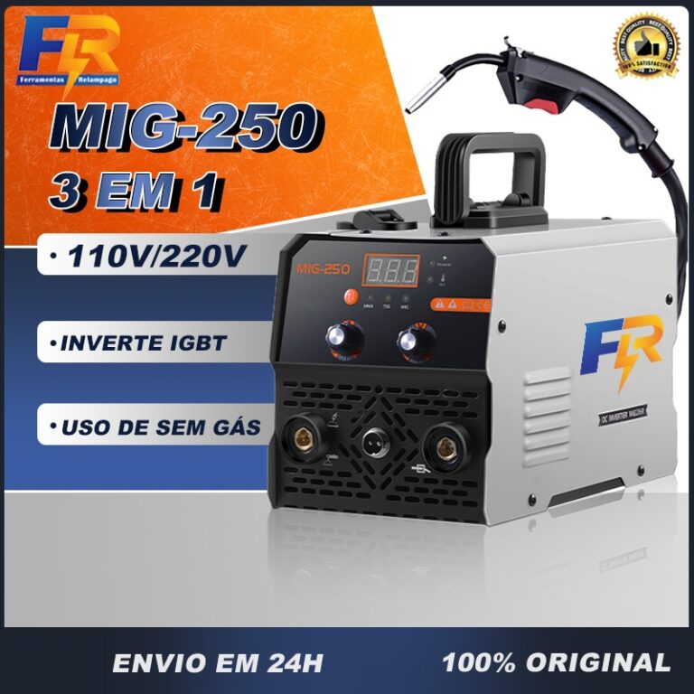 Máquina de Solda Inversor MIG-250 Sem Gás 3 em 1