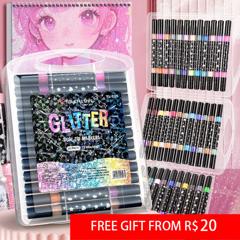 Caneta Marcadora Glitter Dupla Ponta 48/72/96 Core