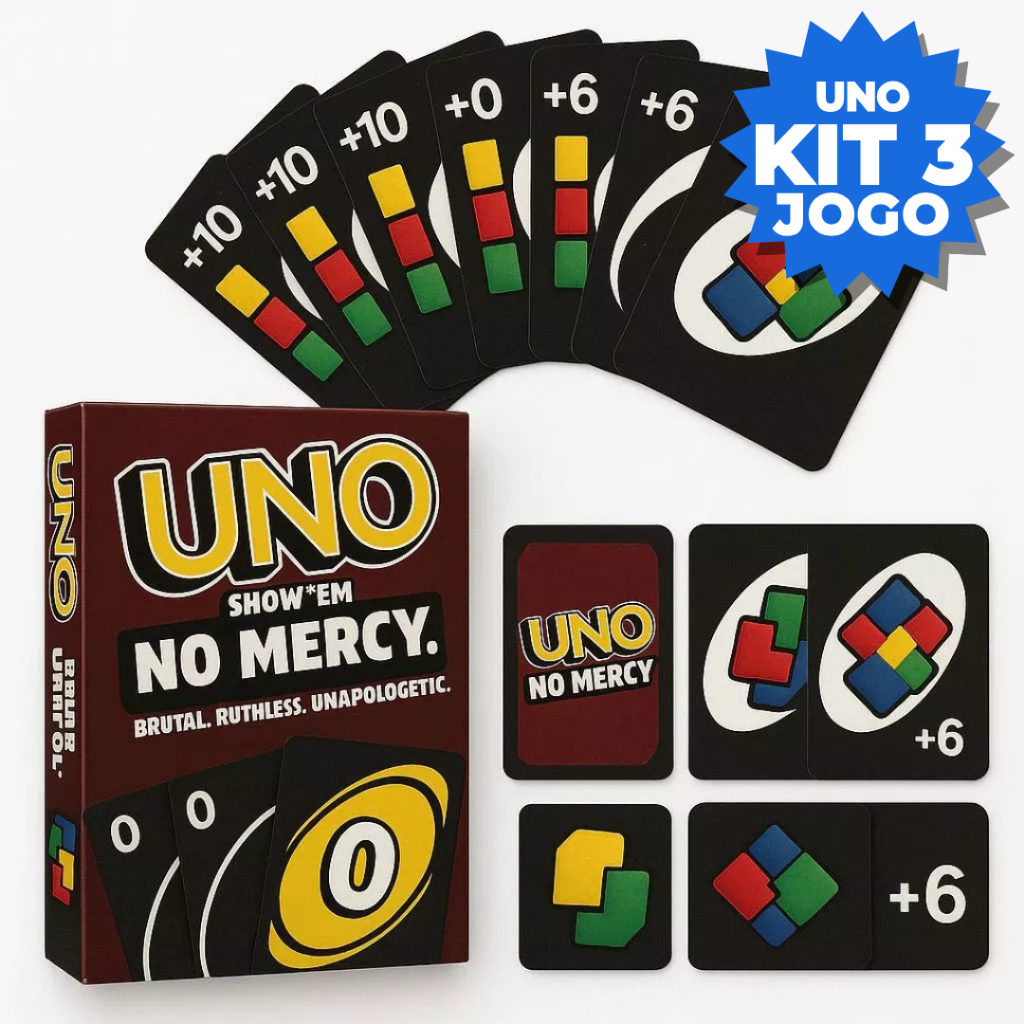Kit 3,2 ou 1 Unidade Jogo Uno No Mercy Mattel Diversão Para Toda Família