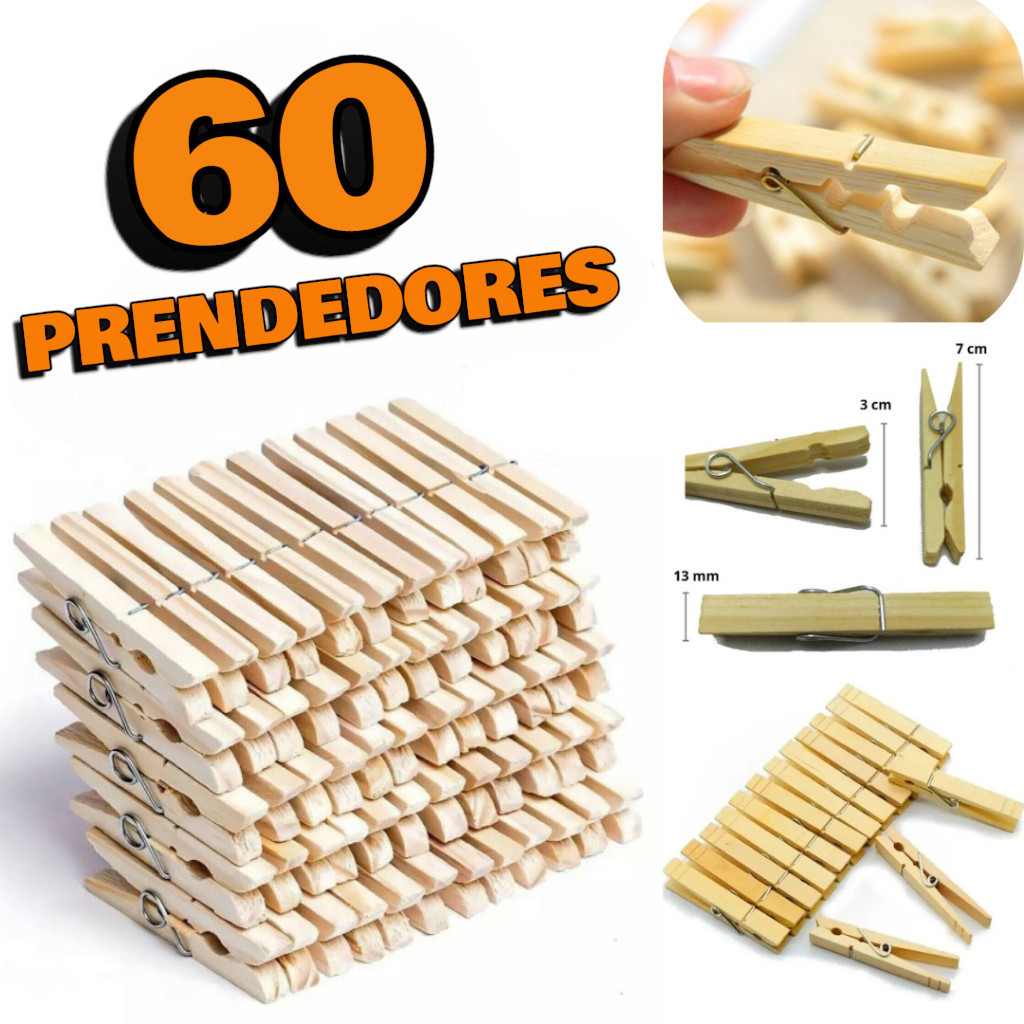 KIT Pregador de Roupa De Madeira Super Reforçado  12/24/36/48/60 Unidades  Ótima Qualidade