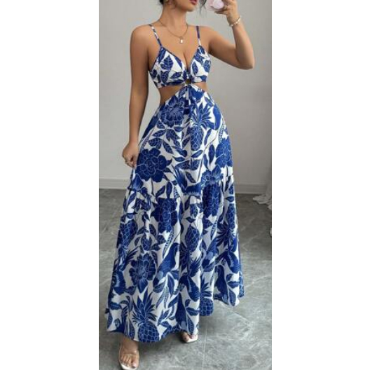 Vestidos .Manga Longa Azul Promoção