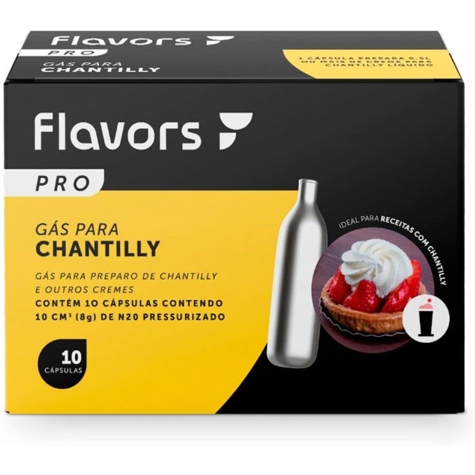Kit Cápsulas de Gás N2O FPRO 10 Unidades Refil para Sifão de Chantilly Alumínio Prata Cozinha