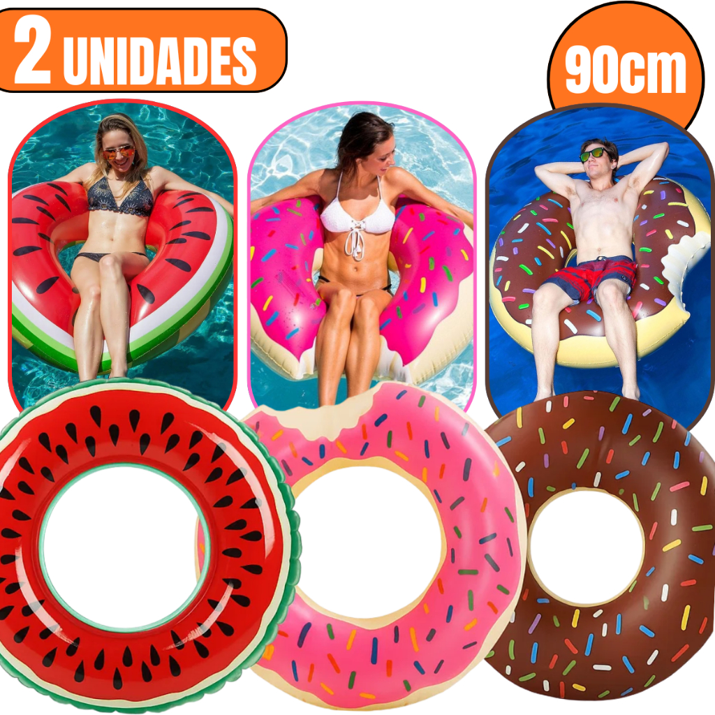 Boias Donuts Melancia Rosquinha Piscina Inflável Criança Adulto Grande 90 Cm Verão Férias